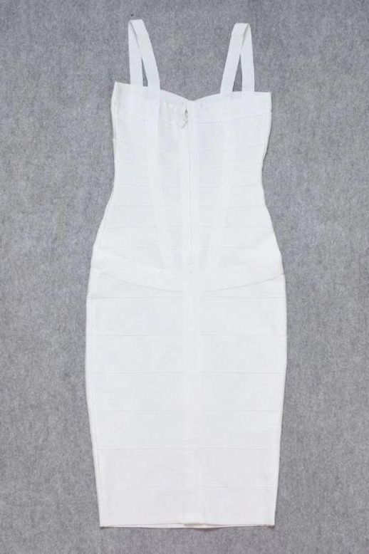 Heidi Bandage Midi Dress - White Pearl