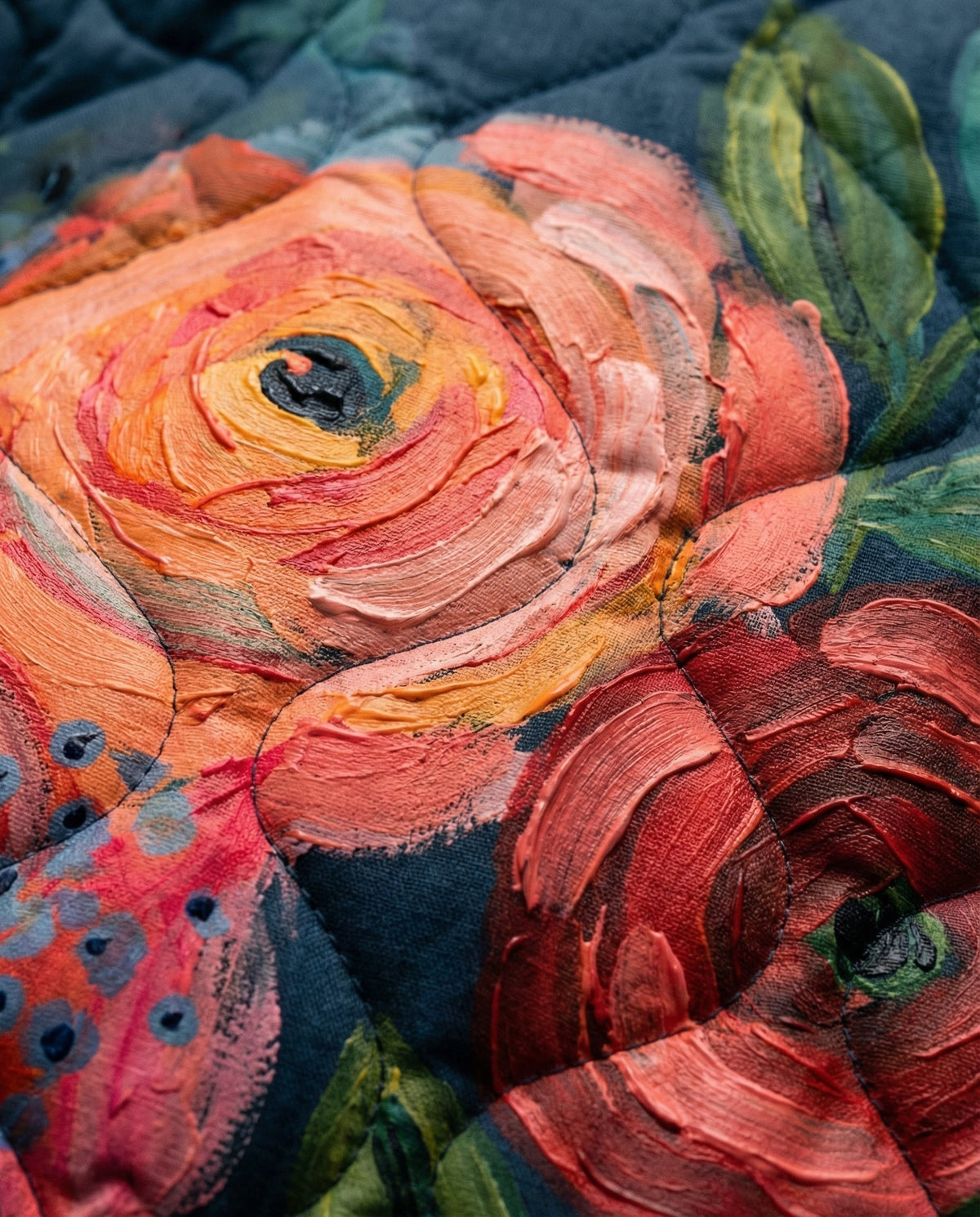Floral Print Stand Collar Snap Front Quilted Jacket