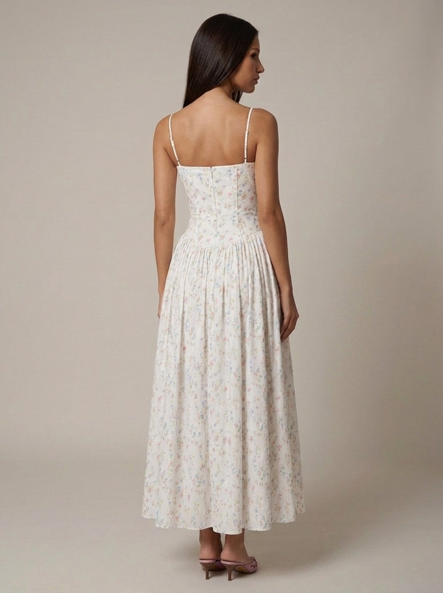 Floral Spaghetti Strap Corset Maxi Dress 3