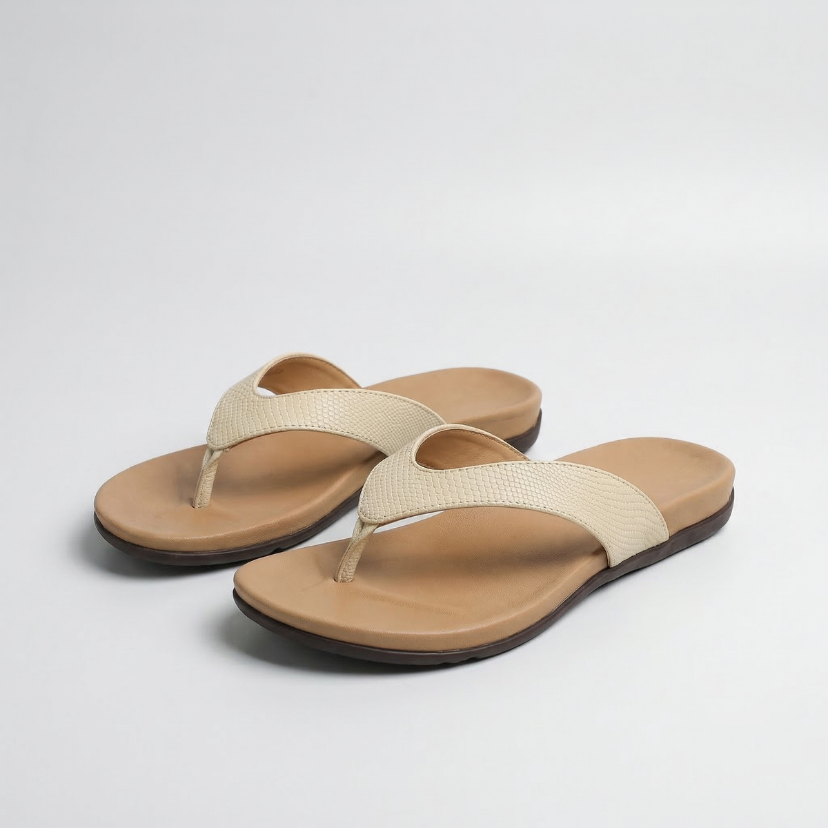 Faux Leather Thong Footbed Flip Flop Sandals