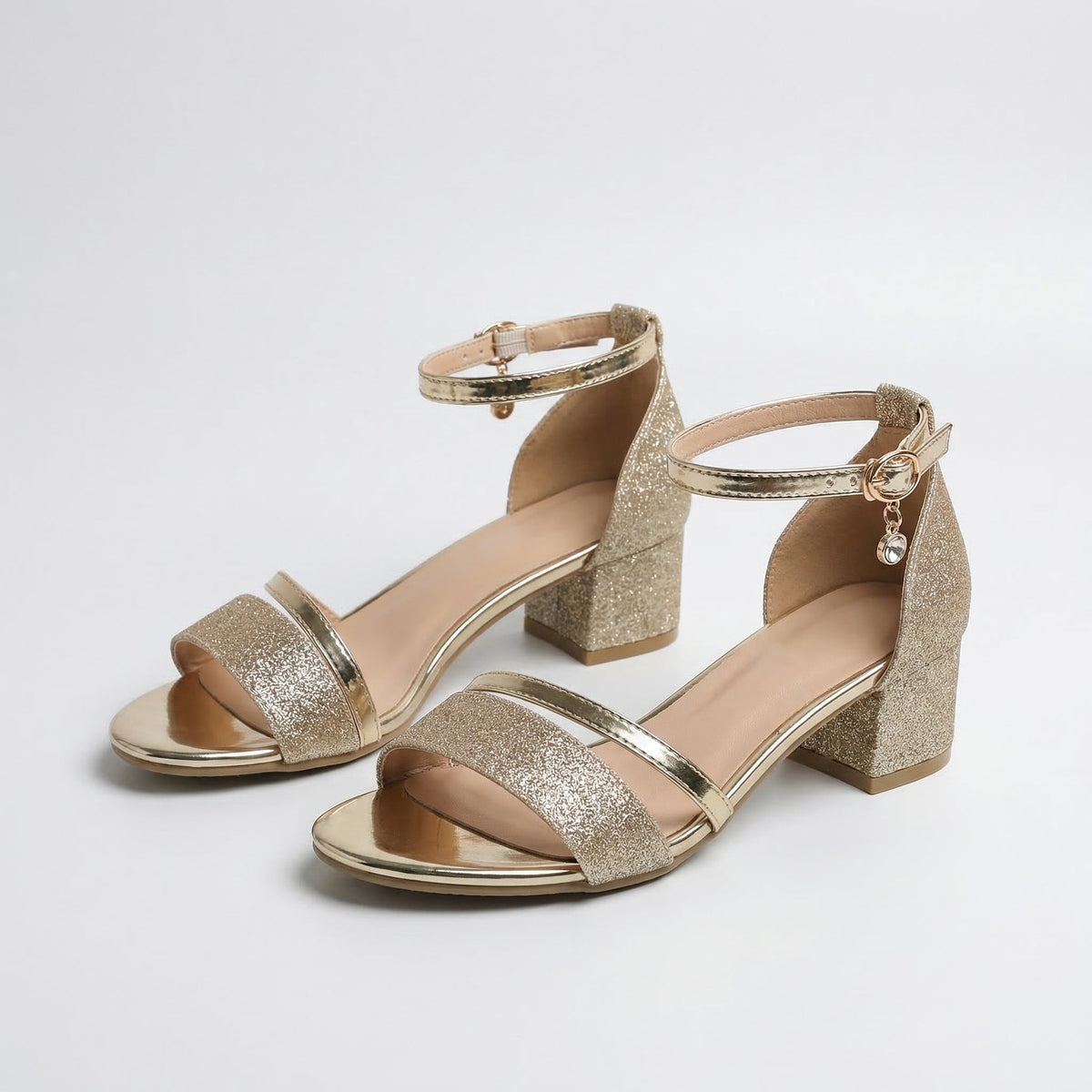 Open Toe Ankle Strap Block Heel Sandals