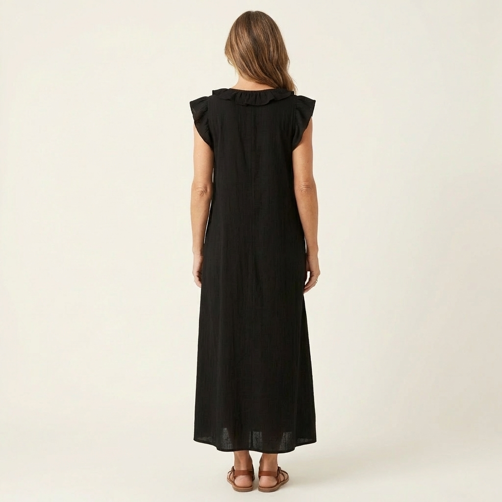 V-Neck Flutter Sleeve Ruffle Maxi Dress Summer 10