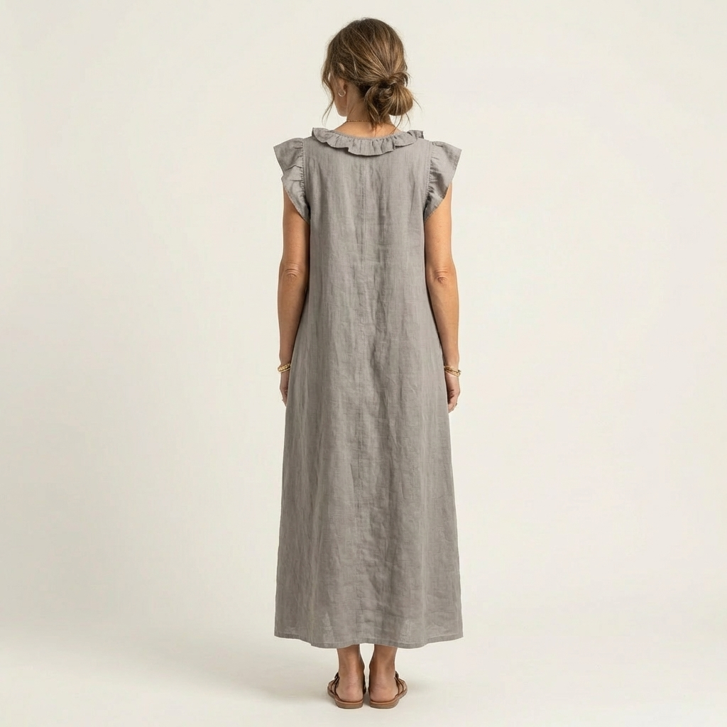 V-Neck Flutter Sleeve Ruffle Maxi Dress Summer 2