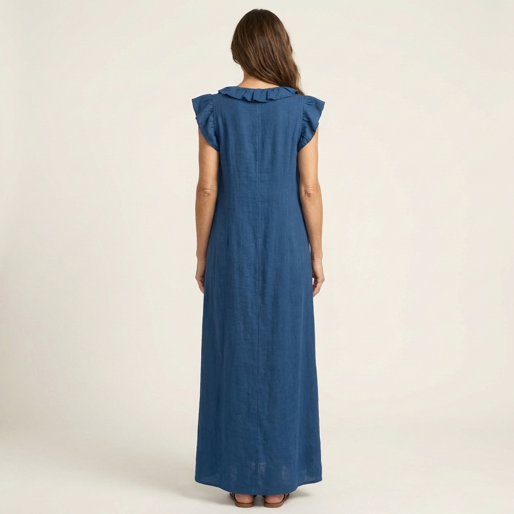 V-Neck Flutter Sleeve Ruffle Maxi Dress Summer 8