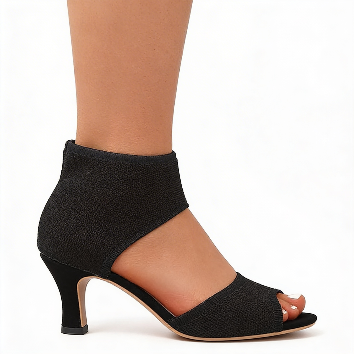Open Toe Cut Out Kitten Heel Ankle Sandals