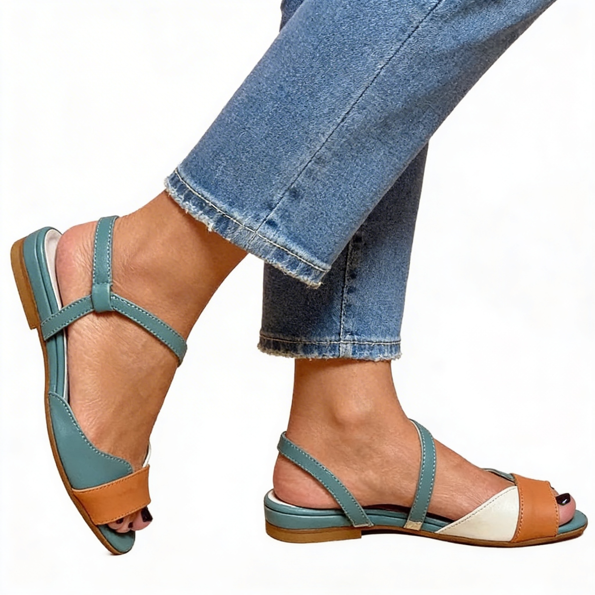 Open Toe Slingback Buckle Flat Sandals