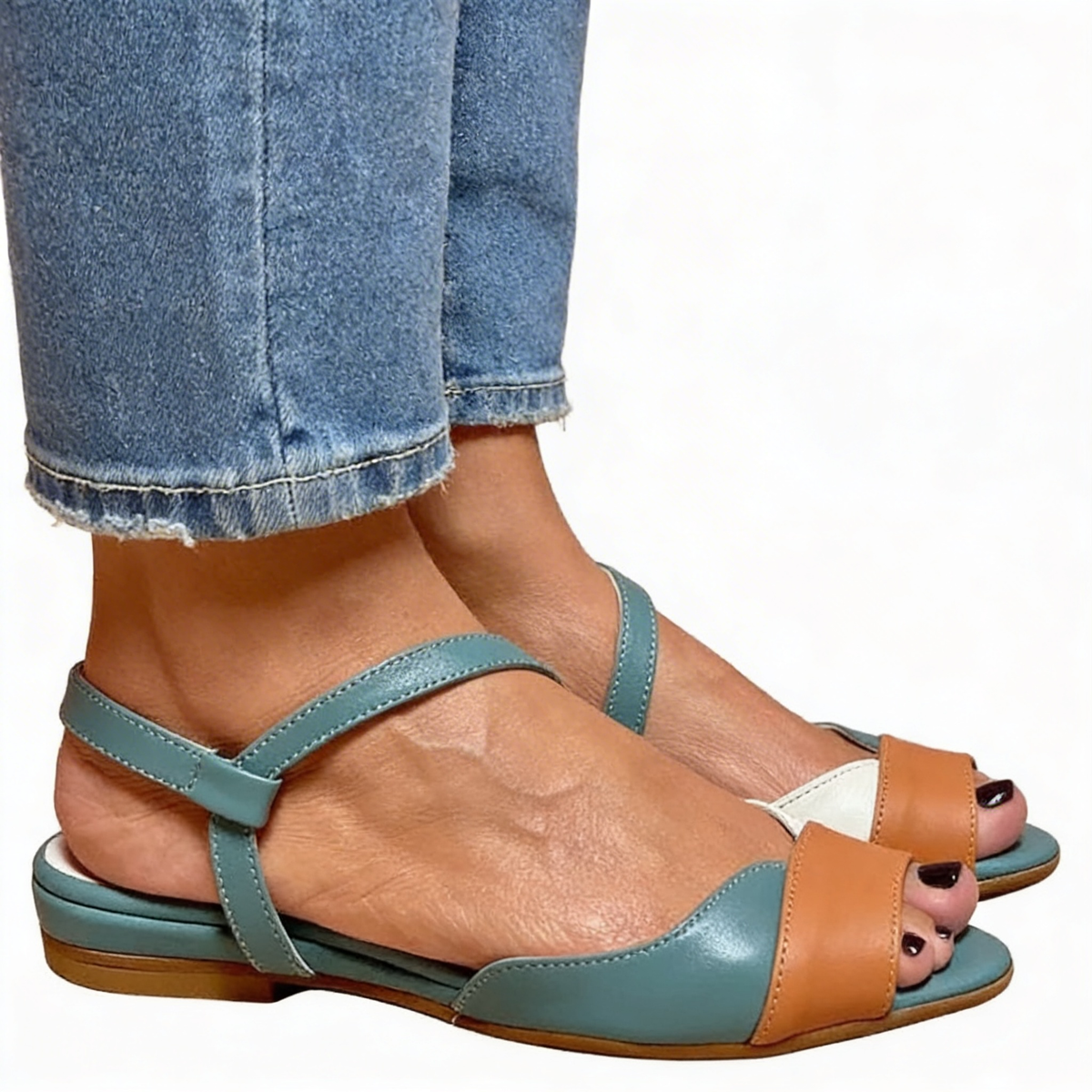 Open Toe Slingback Buckle Flat Sandals