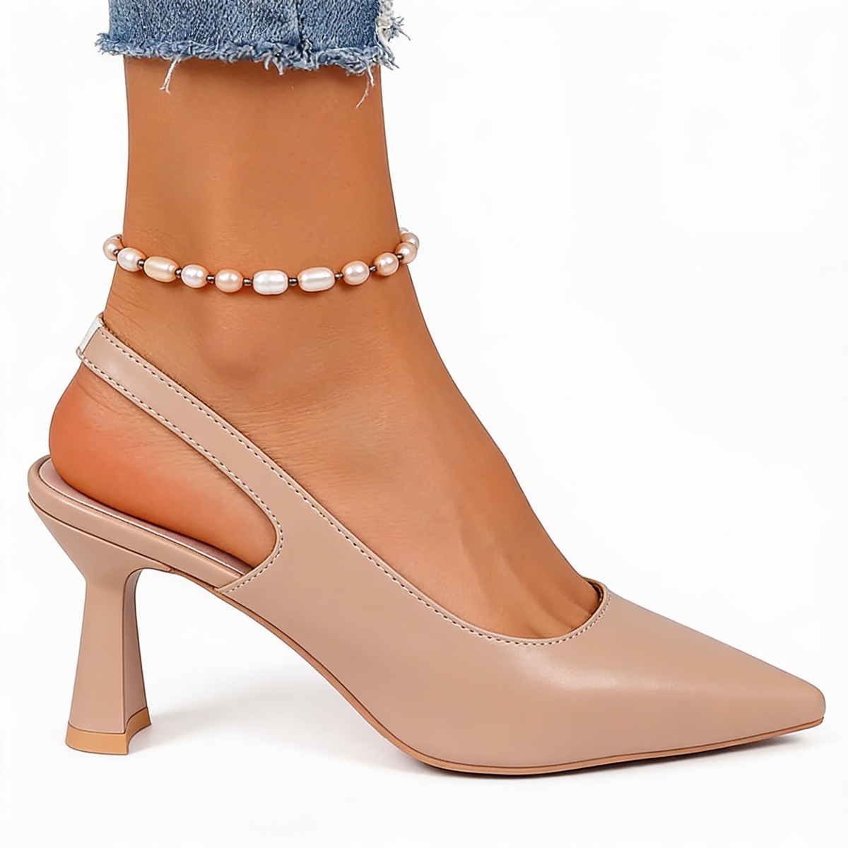 Pointed Toe Slingback Flared Stiletto Heel Pumps 11