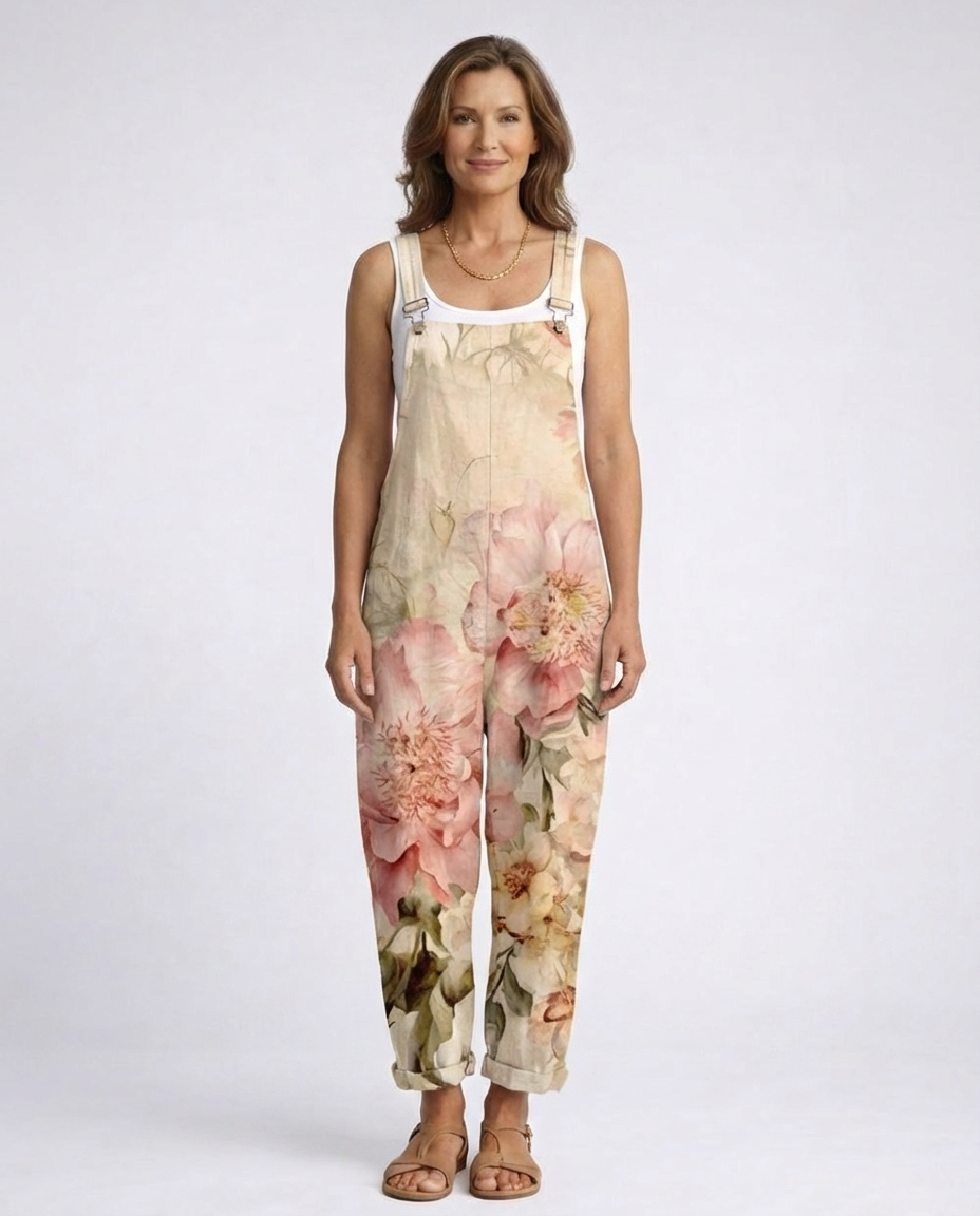 Floral Wide Leg Dungaree Jumpsuit
