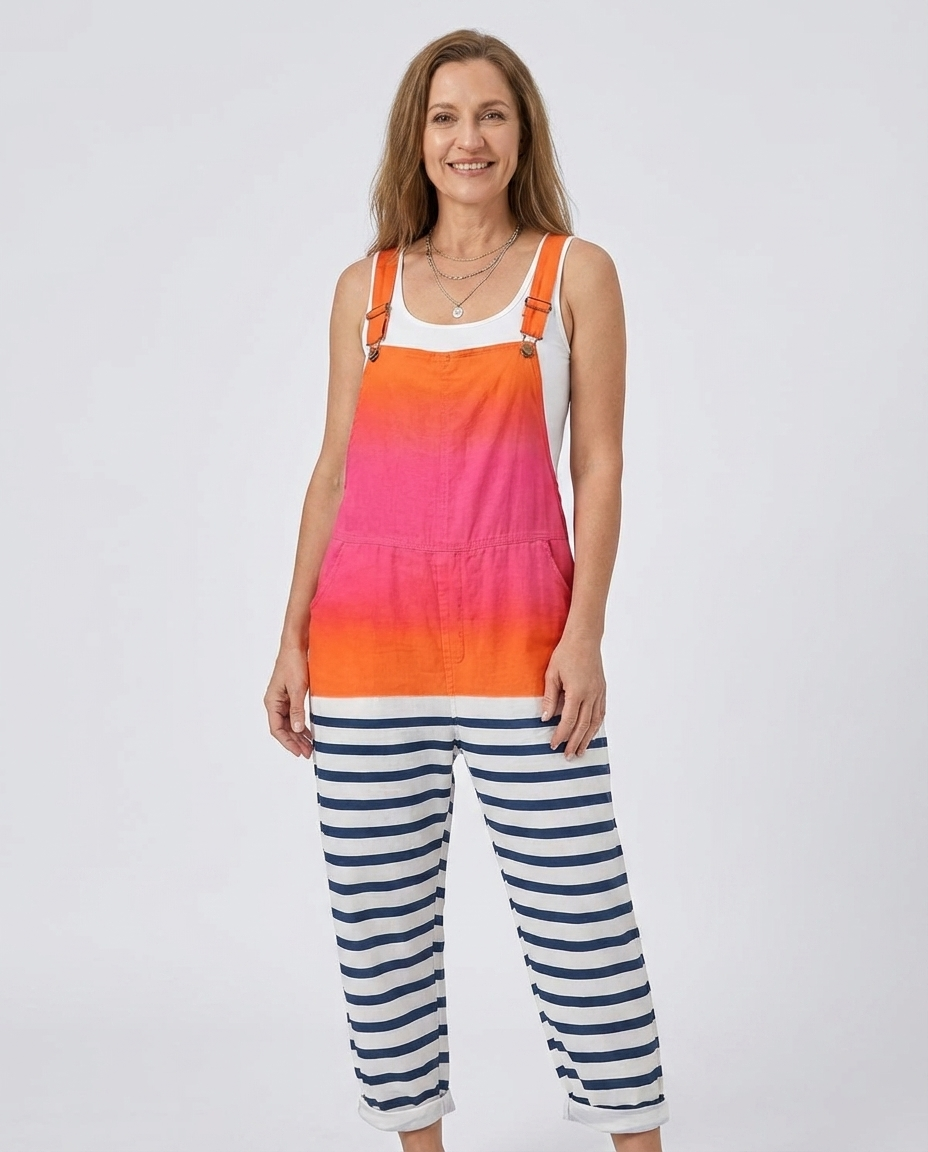 Ombre Striped Adjustable Strap Overall Jumpsuit