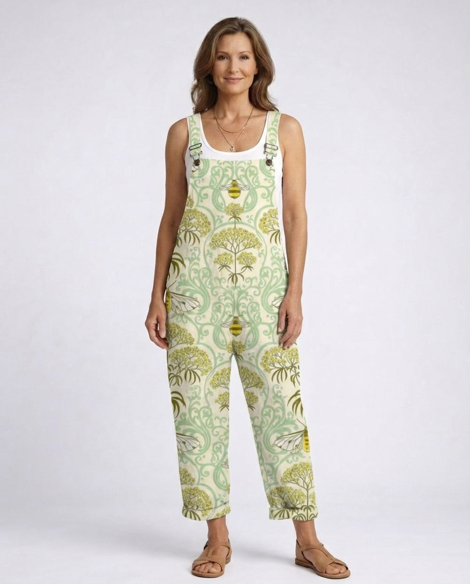 Floral Print Sleeveless Wide Leg Overall Jumpsuit