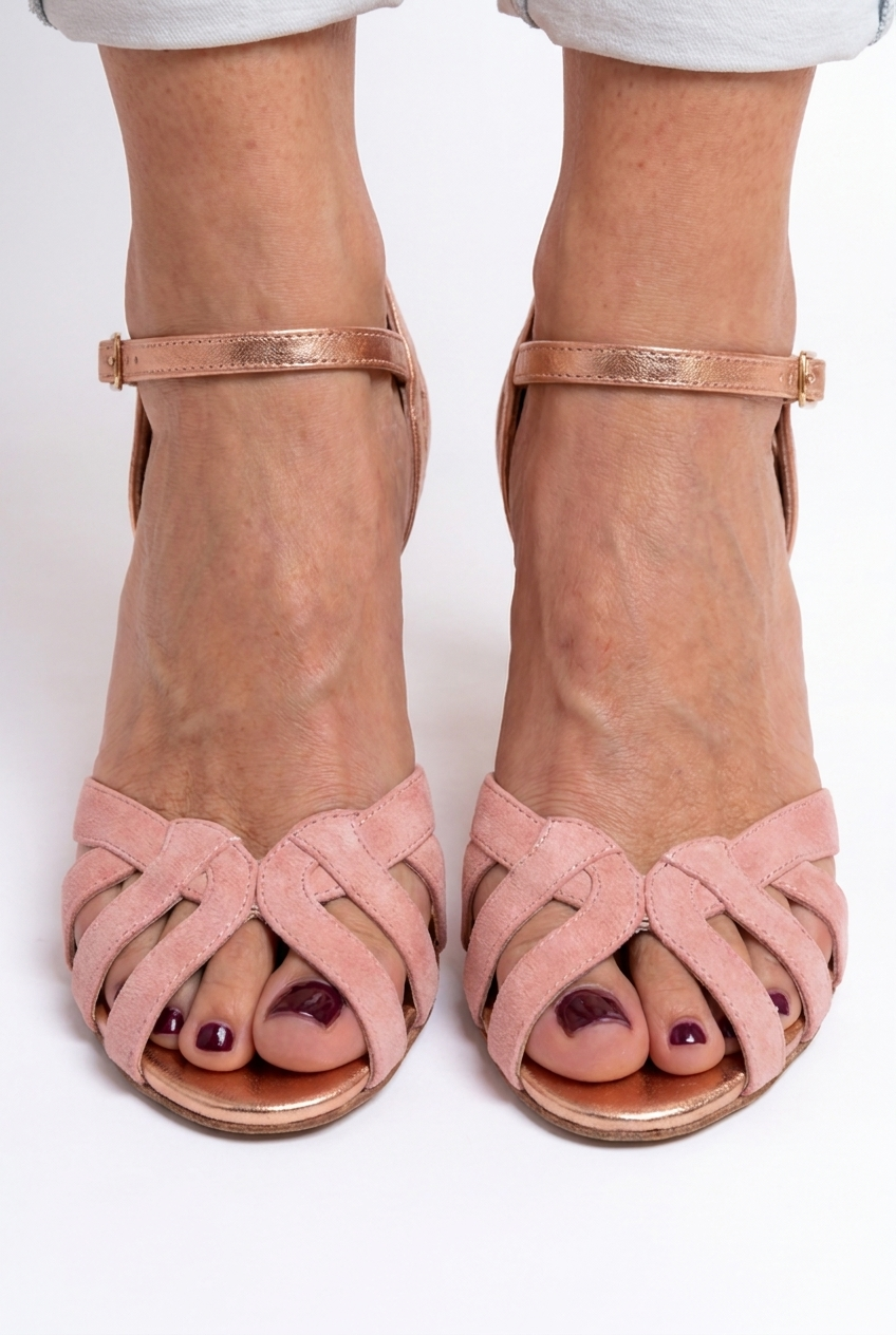 Peep Toe Woven Cross Strap Stiletto Heel Sandals