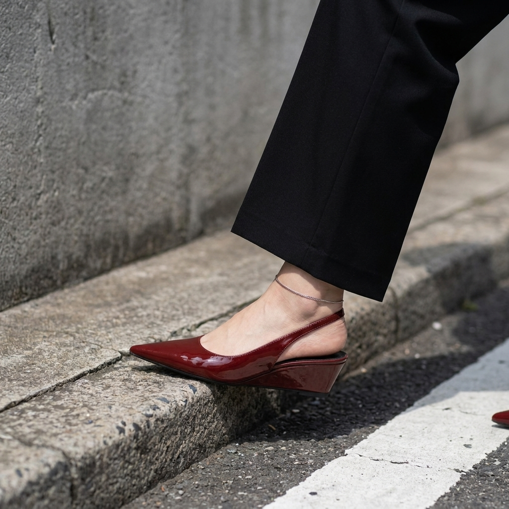 Pointed Toe Patent Slingback Wedge Pumps 6