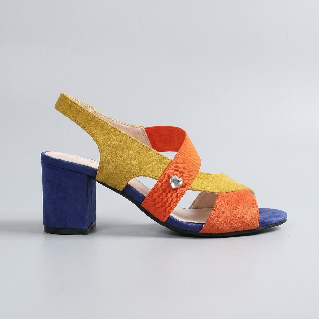 Peep Toe Cross Strap Slingback Block Heel Sandals