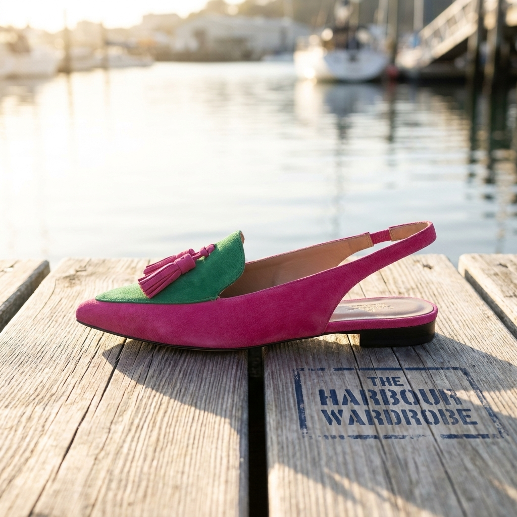 Pointed Toe Tassel Slingback Flats