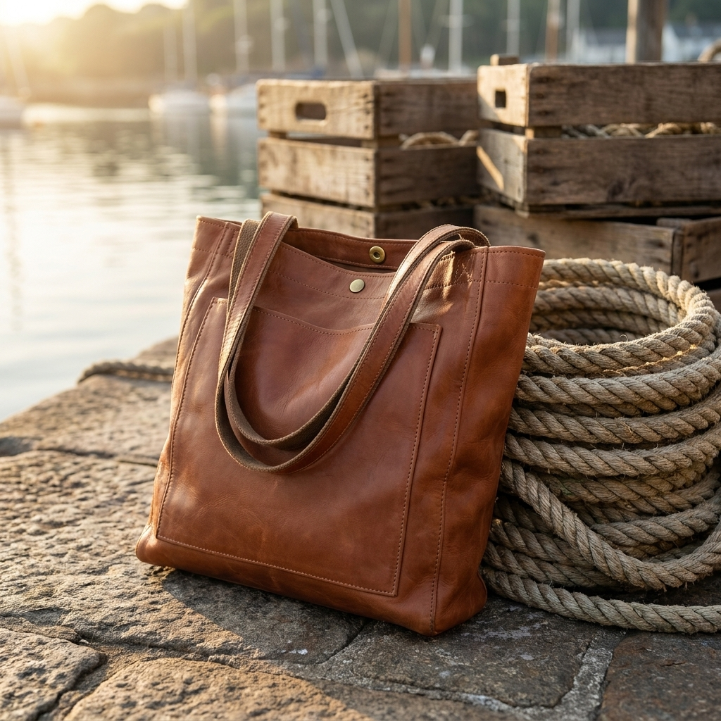 Faux Leather Front Pocket Slouchy Shoulder Tote Bag