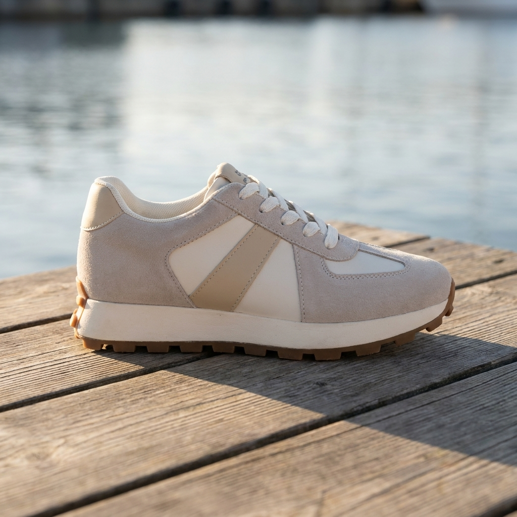 Lace Up Suede Panel Chunky Sole Sneakers