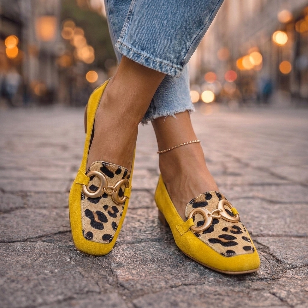 Leopard Print Horsebit Round Toe Loafers
