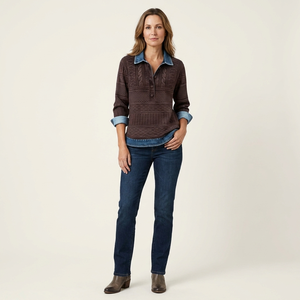 Seluana | Turn-Down Collar Button-Front Loose Sweater 13