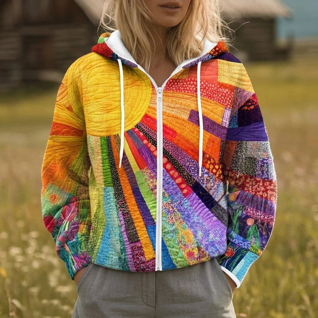 Rhealyn™ | Sunburst Print Open-Front Jacket