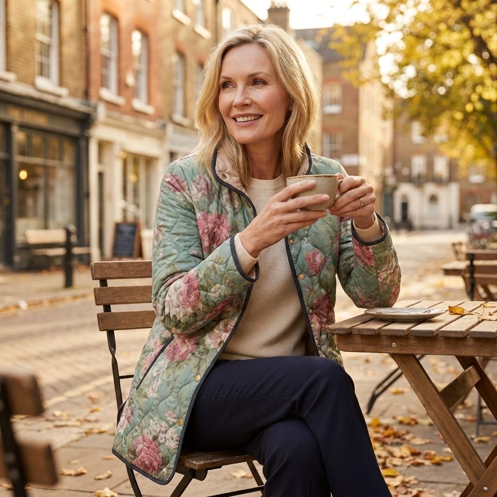 Carys | Retro Floral Patterned Quilted Jacket