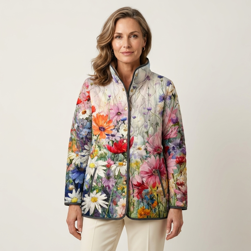 Kaia | Charming Vintage Floral Print Quilted Jacket