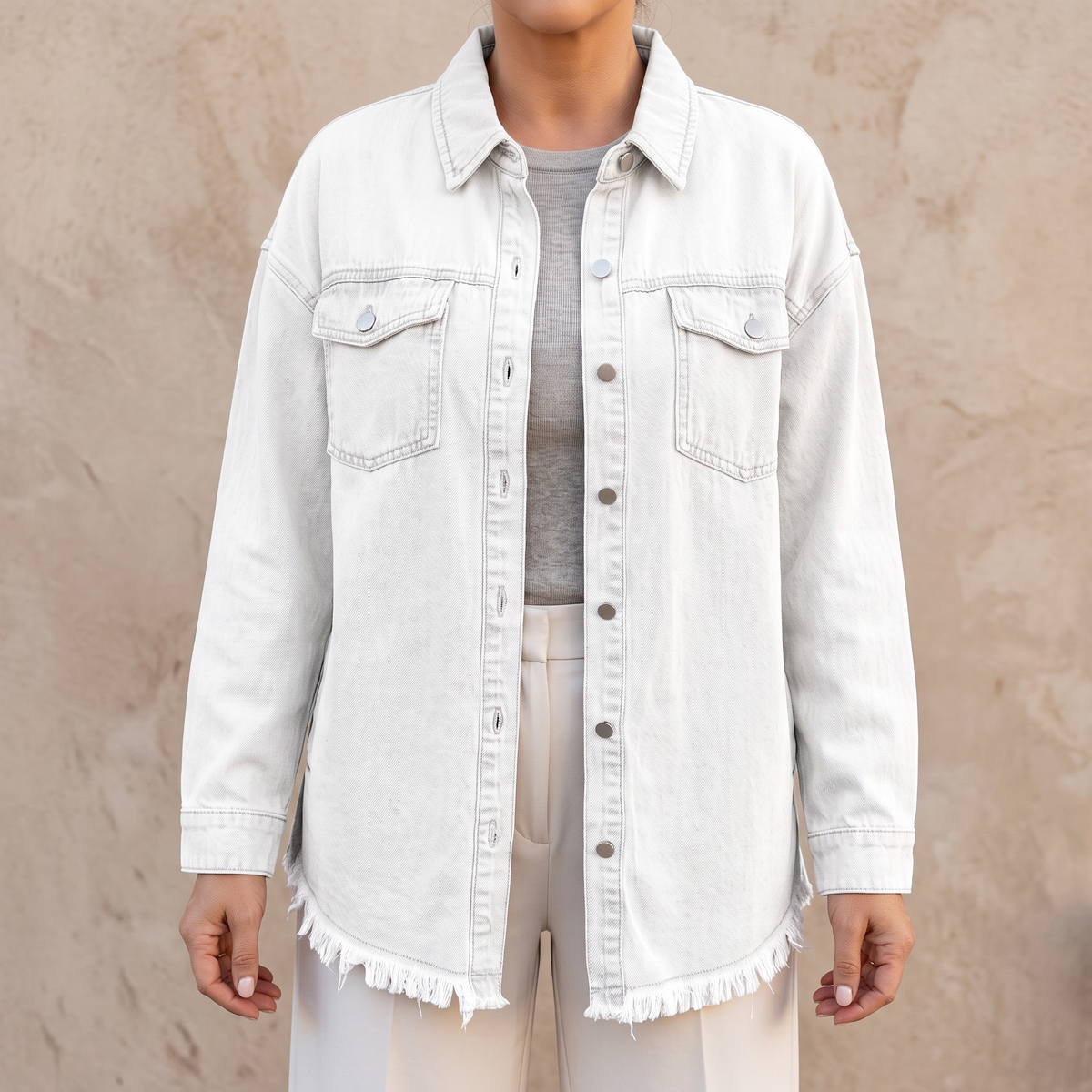 Dottie™ — Raw Hem Denim Jacket