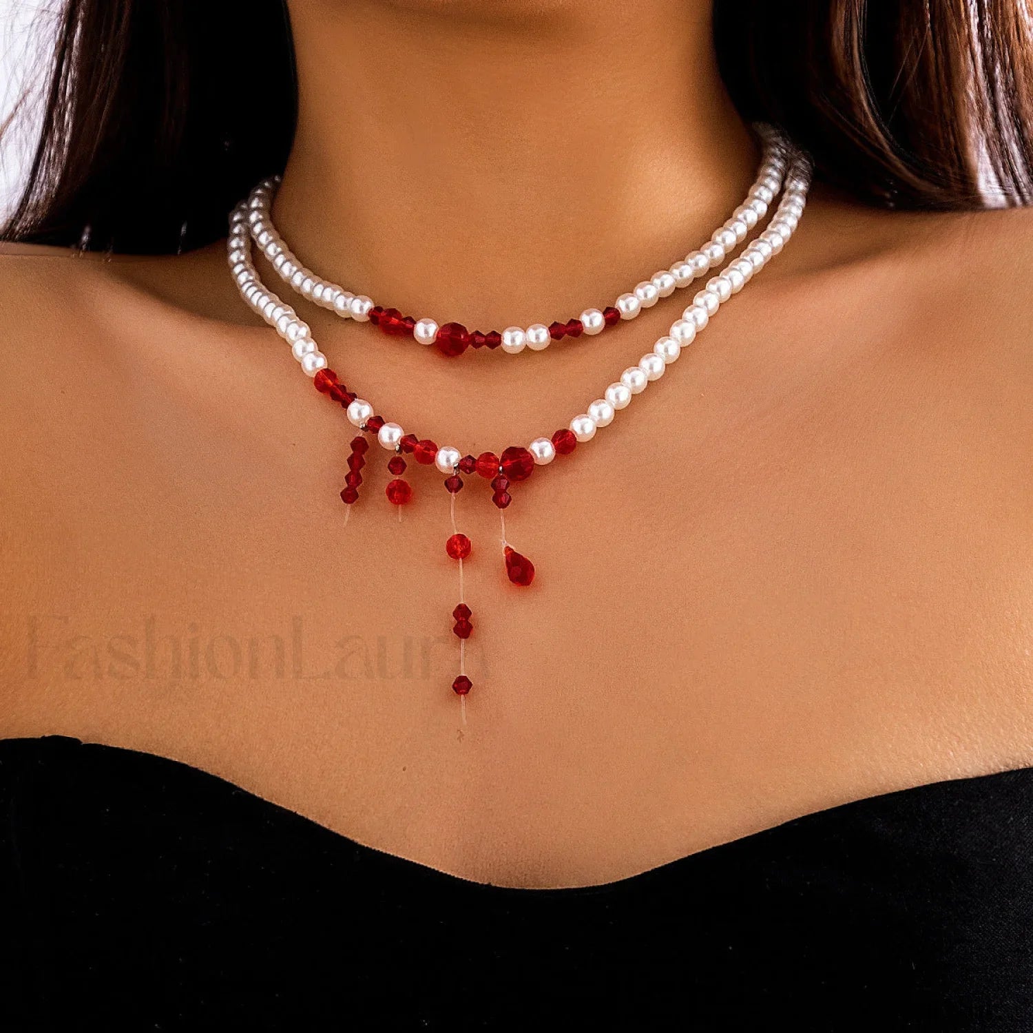 High-End Creative Blood Drop Tassel Necklace for Halloween