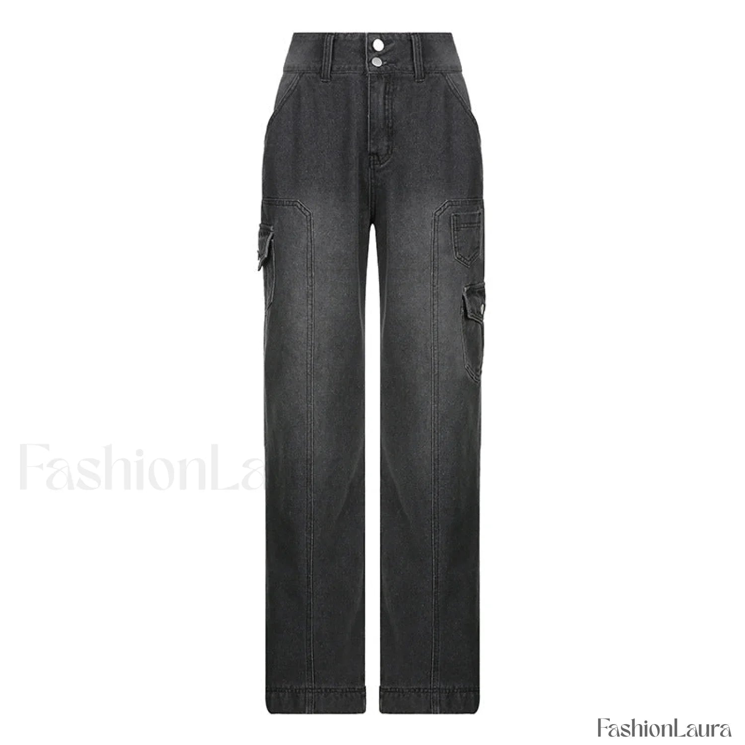 High Rise Loose Pocket Modern Wide Straight Leg Pants