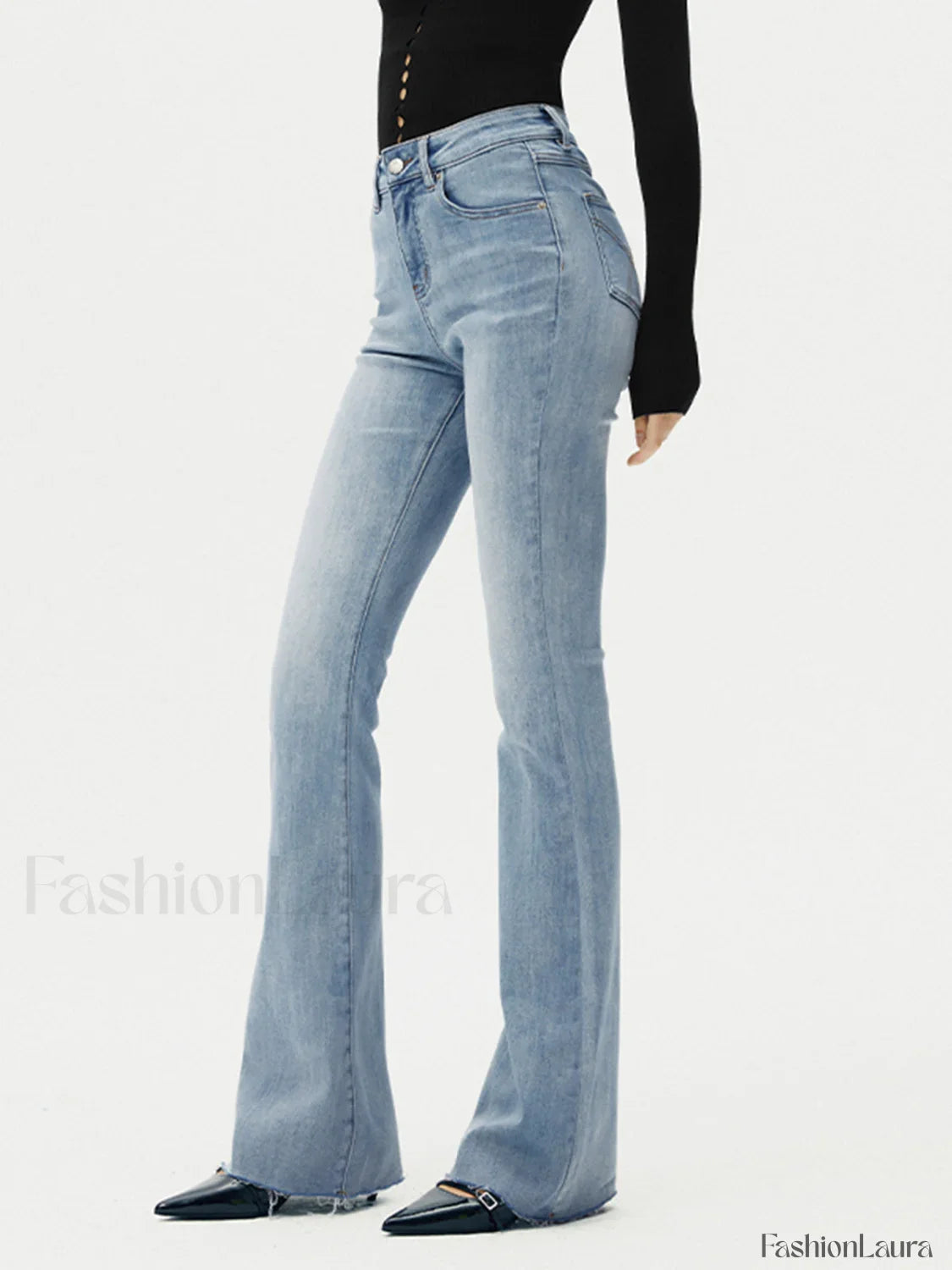 High-Waist Denim Bootcut Jeans