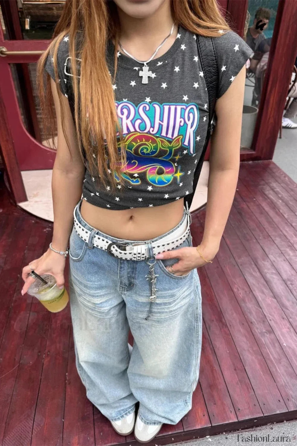 High Waist Embroidered Wide Leg Jeans