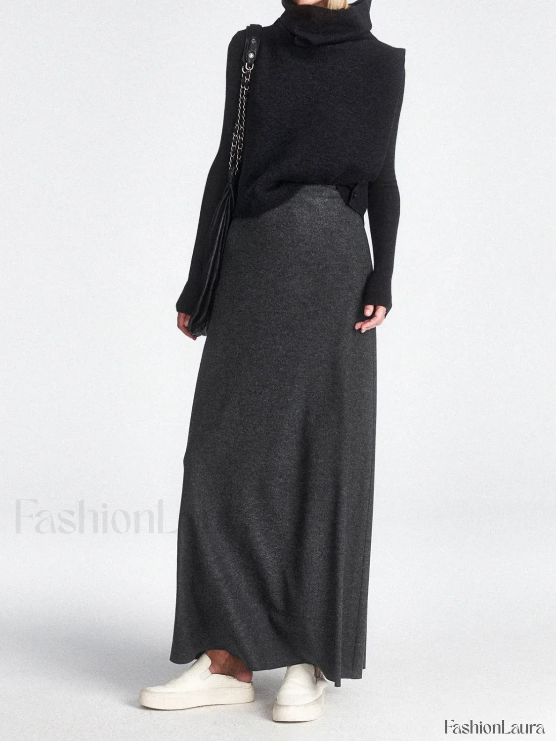 High Waist Graceful Flowy Maxi Skirt