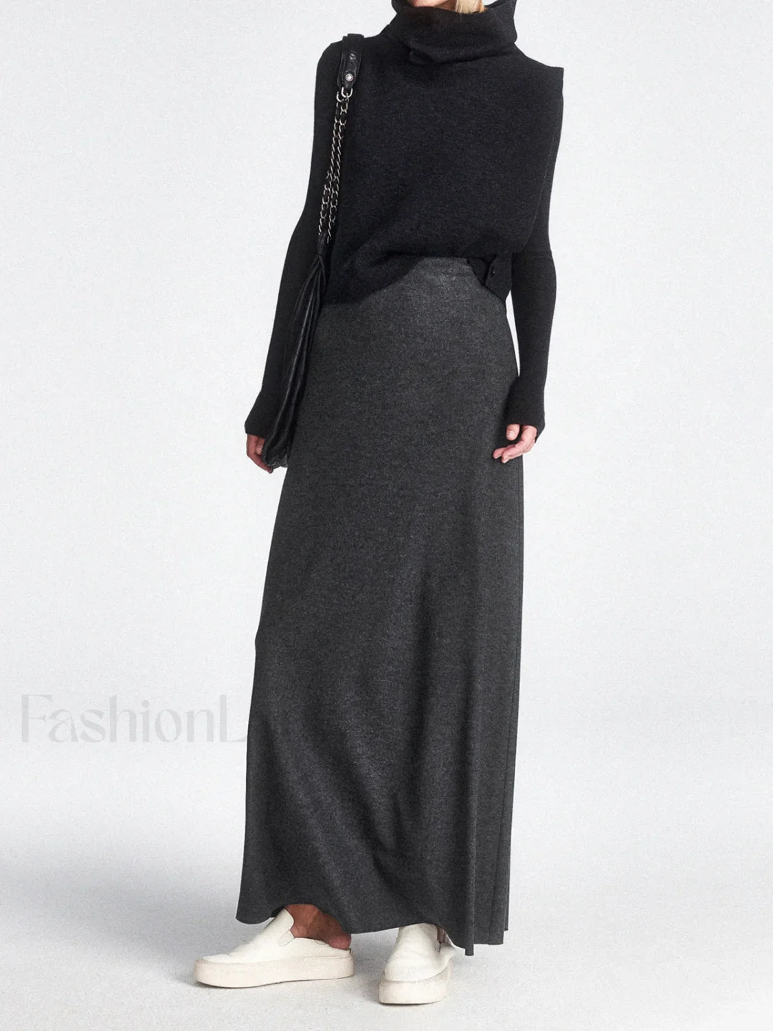 High Waist Graceful Flowy Maxi Skirt