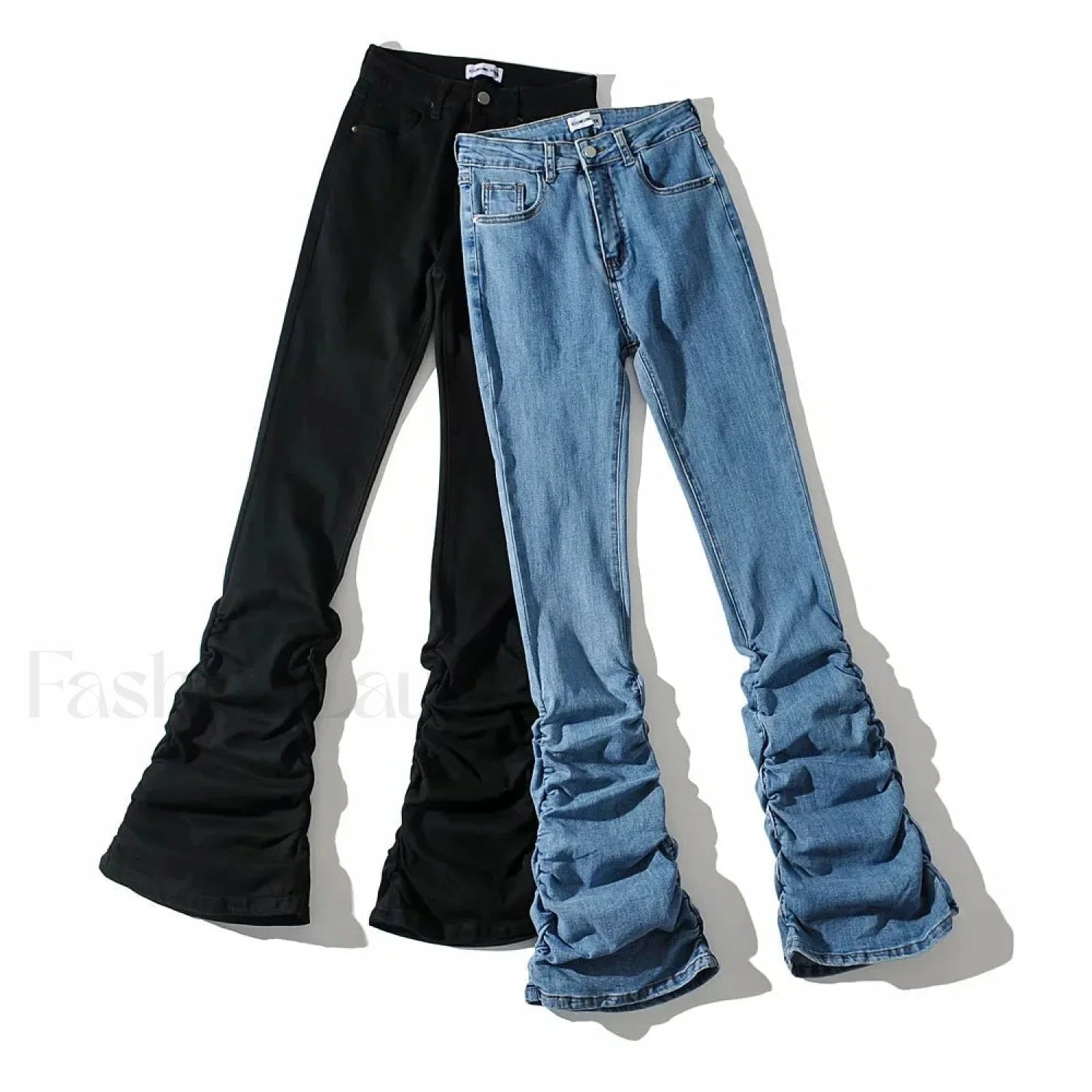 High Waist Graceful Gathered Bootcut Jeans