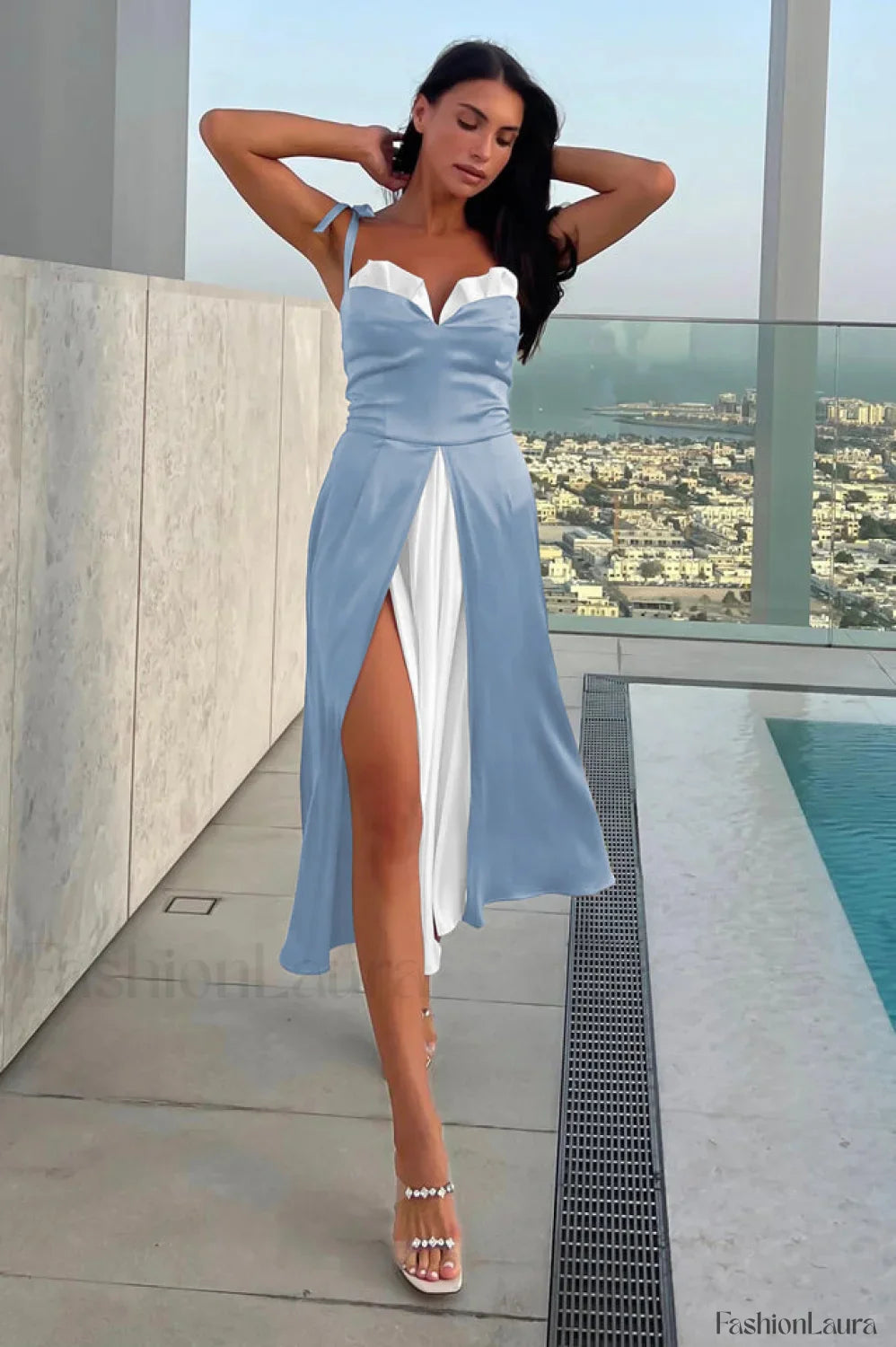 High Waist Stylish Satin Wrap Dress