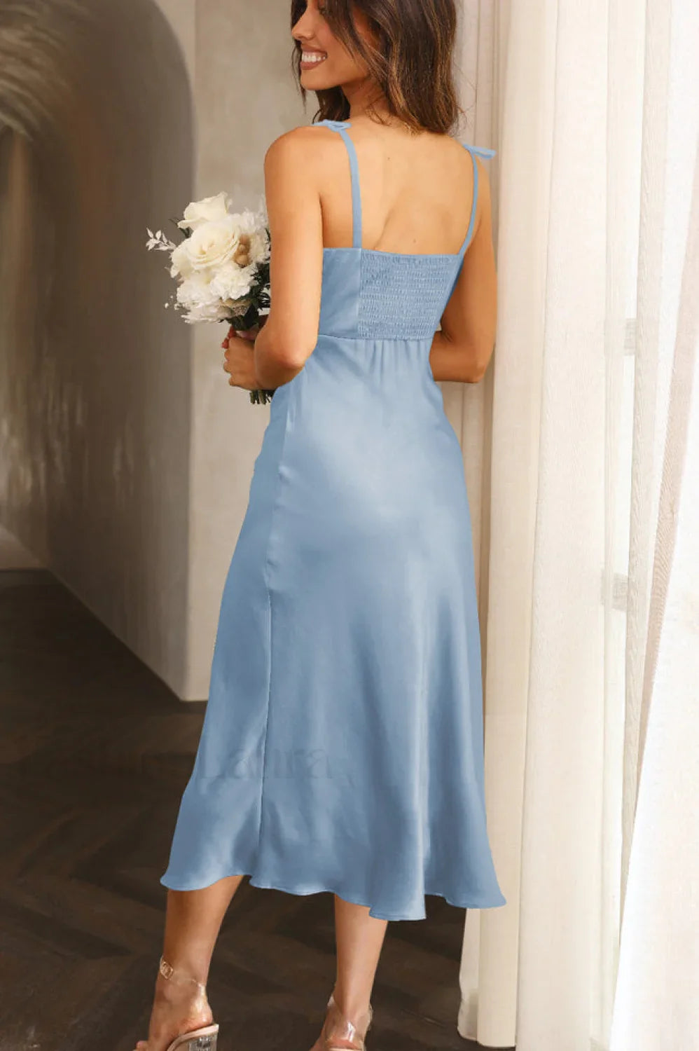 High Waist Stylish Satin Wrap Dress