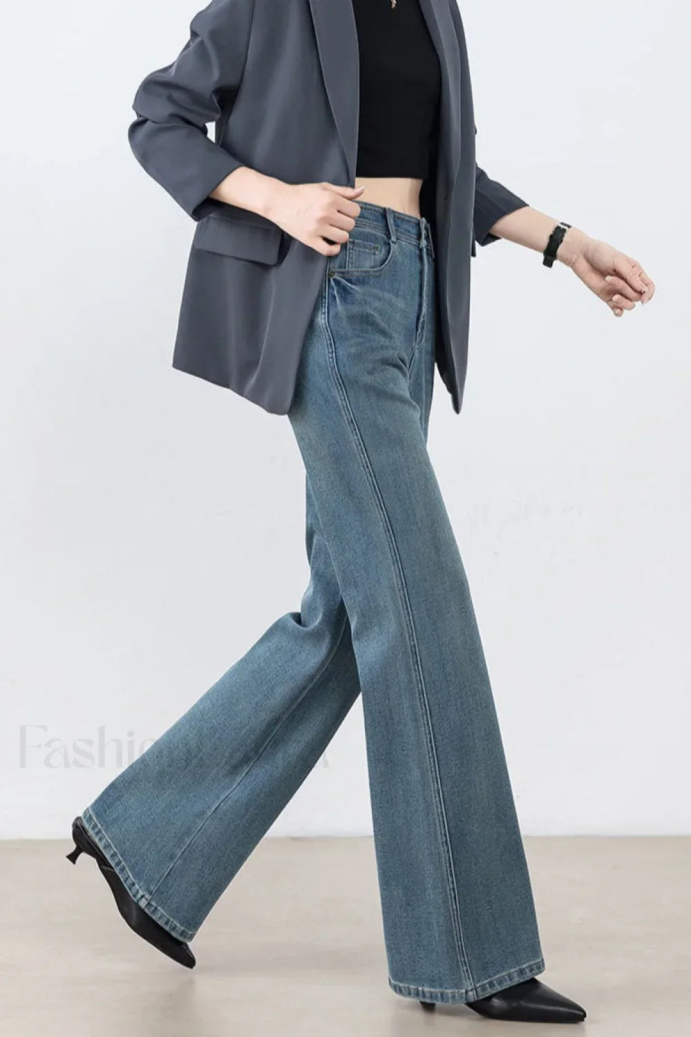 High Waist Tencel Stretch Flared Jeans