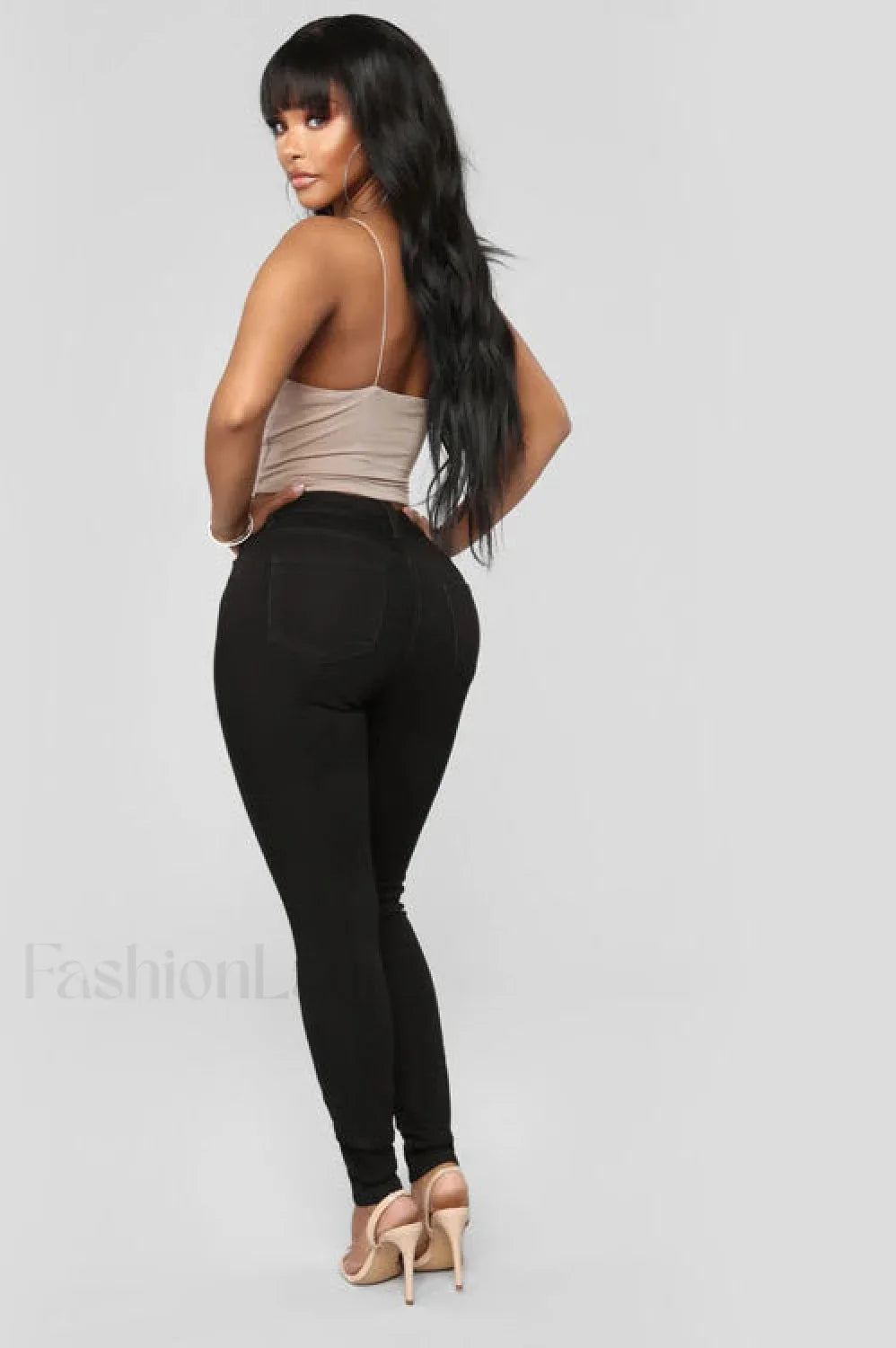 High Waist White Skinny Jeans Black / S