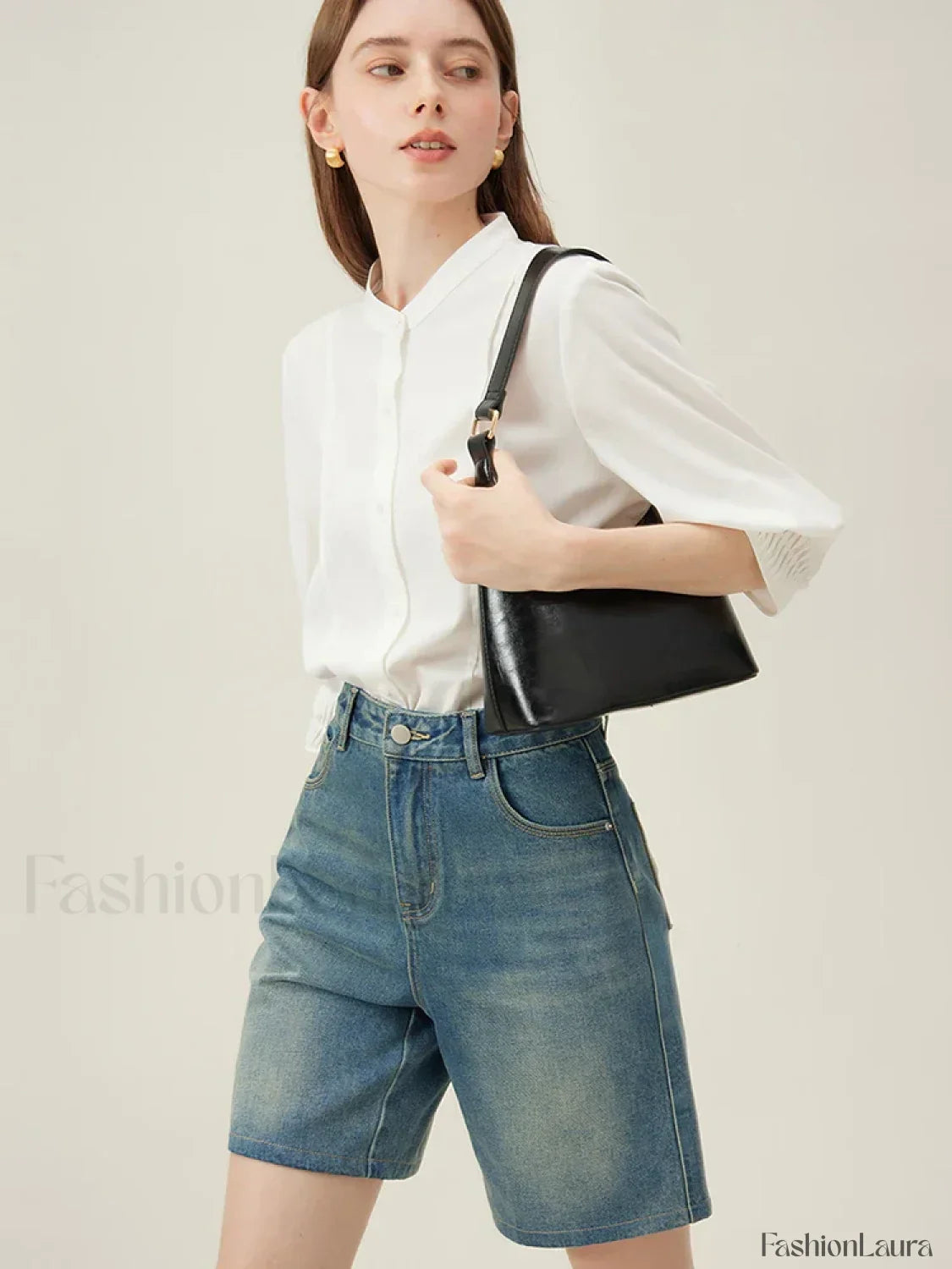 High Waisted Denim Vintage Washed Short