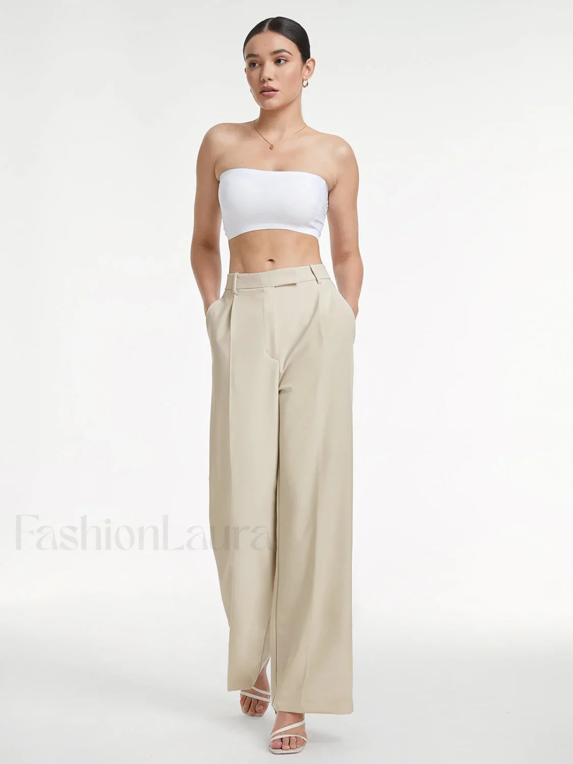 High Waisted Relaxed Fit Wide Leg Dress Pants