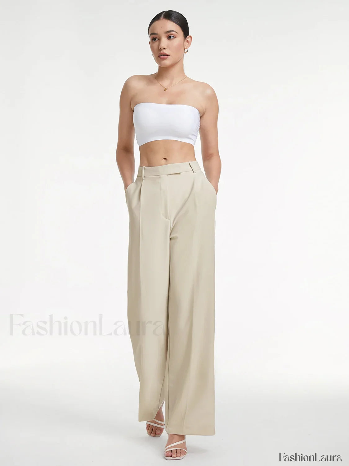 High Waisted Relaxed Fit Wide Leg Dress Pants