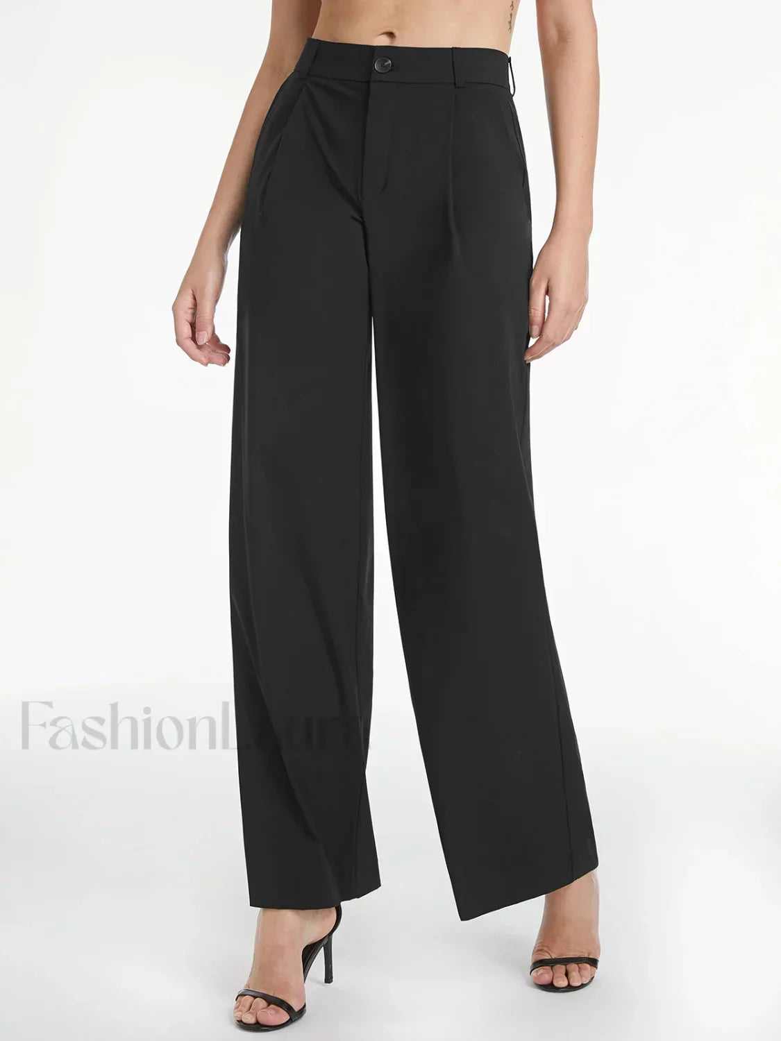High Waisted Relaxed Trendy Straight Leg Dress Pants
