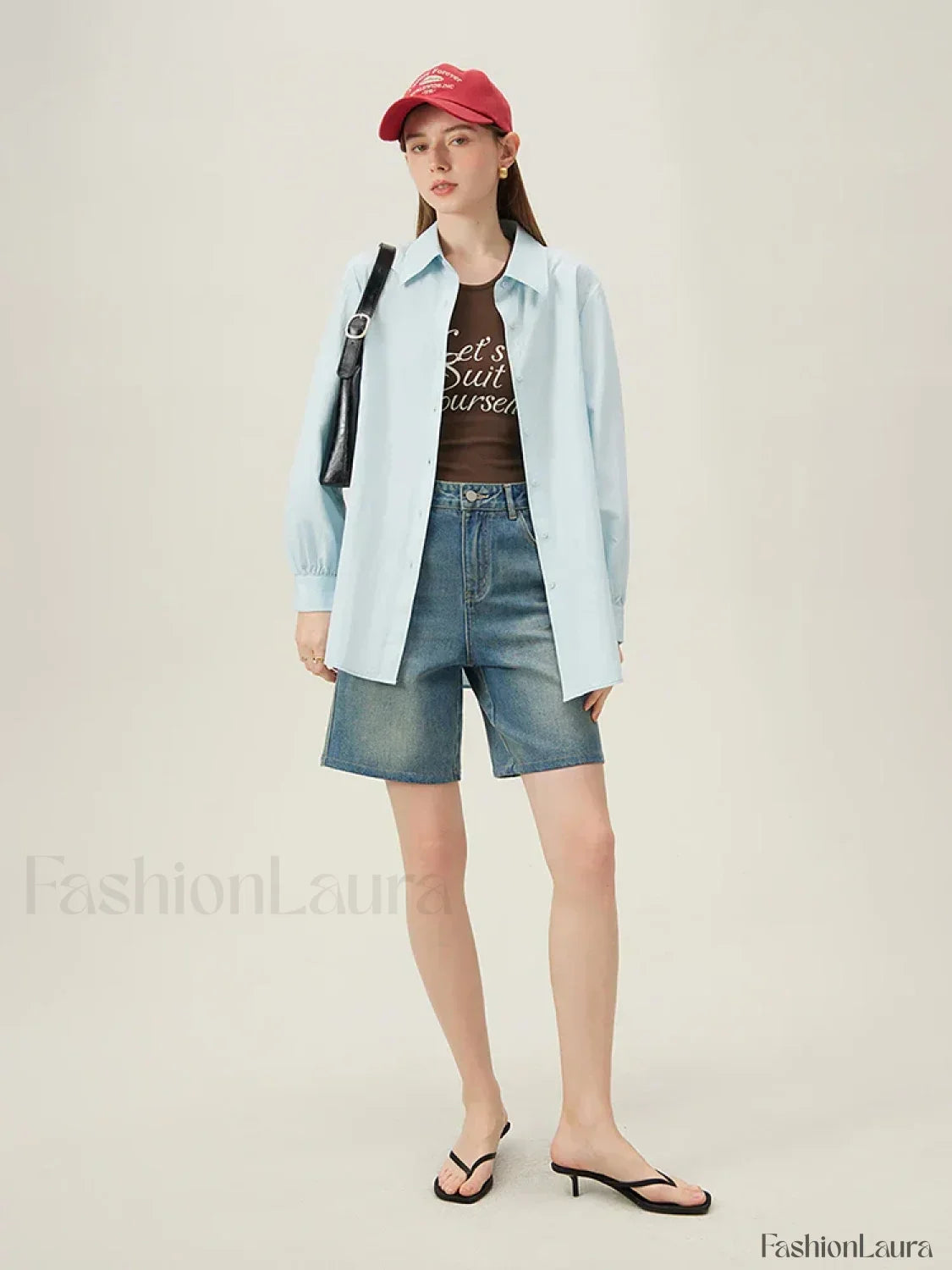 High Waisted Vintage Washed Denim Seaside Vacation Short