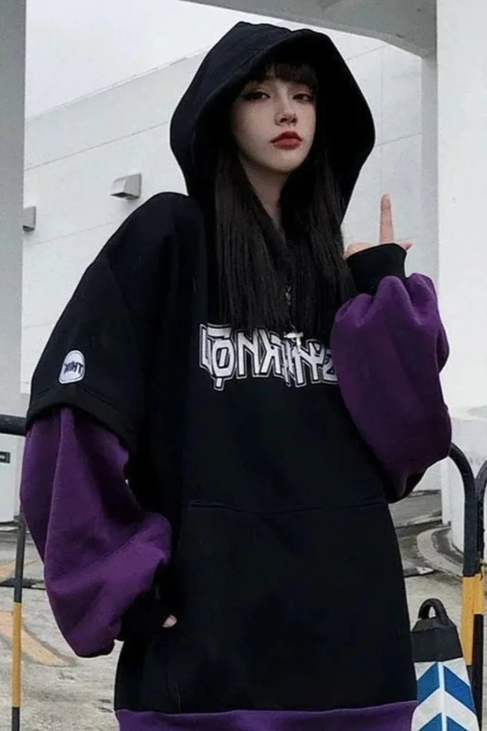 Hip Hop Punk Splicing Hooded Hoodie