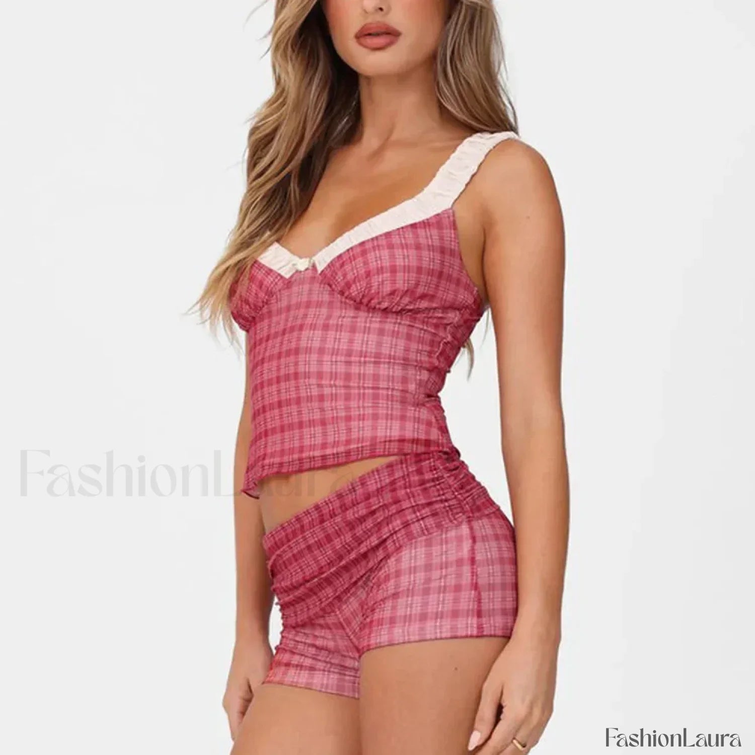 Hit Color Slim Shorts Two Piece Set