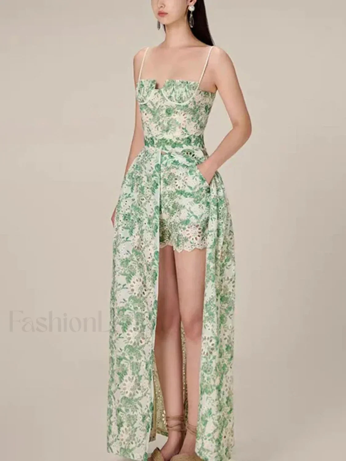 Hit Color Strapless Shorts Two Piece Set