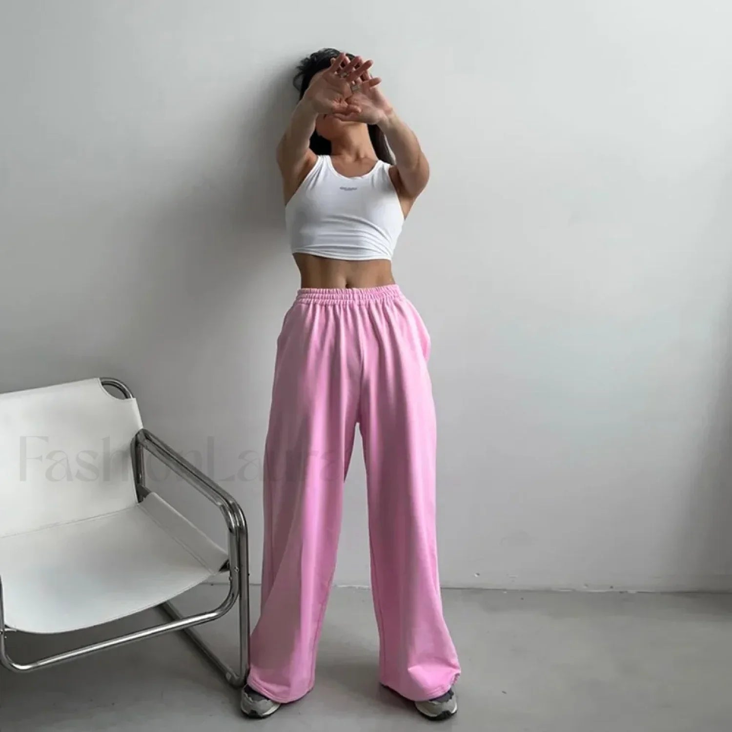 Hit Color Wide Pant Two Piece Set