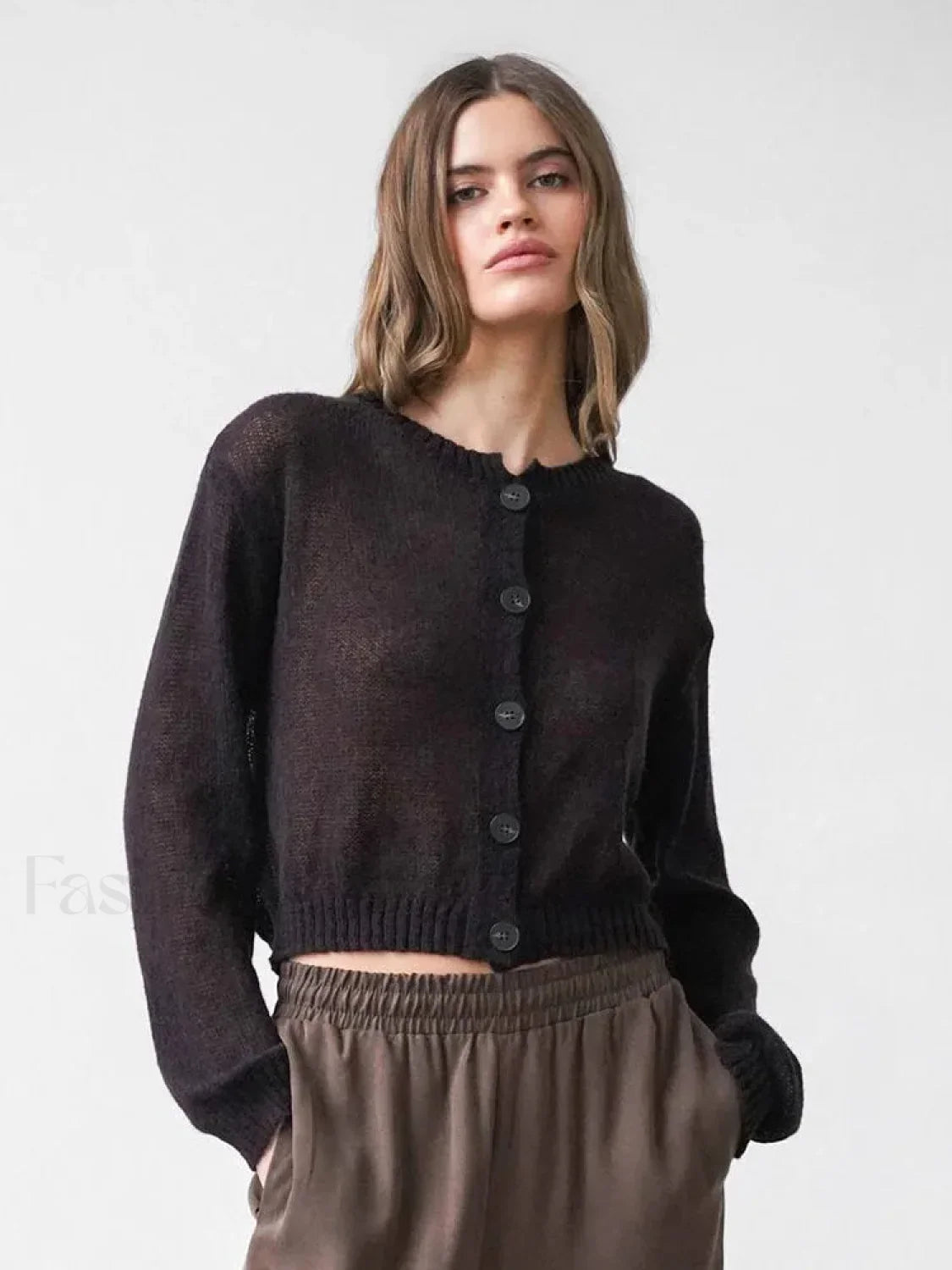 Hollow Knit See-Through Cardigan