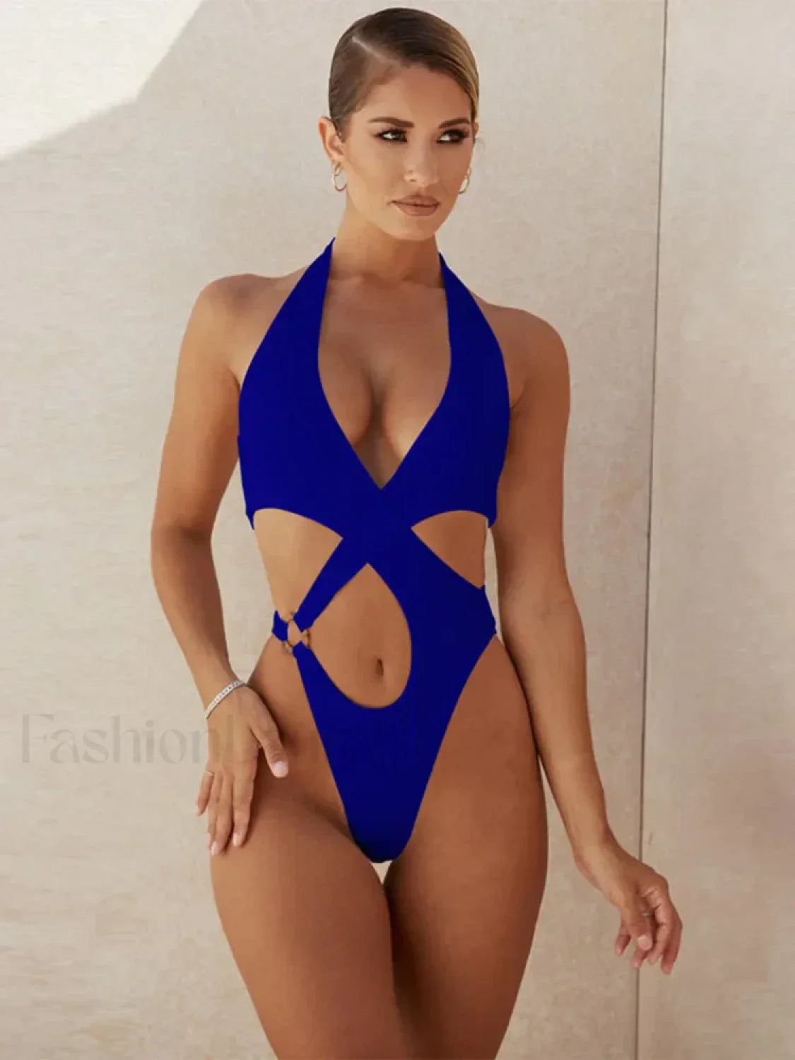 Hollow Out Backless Zipper One Piece