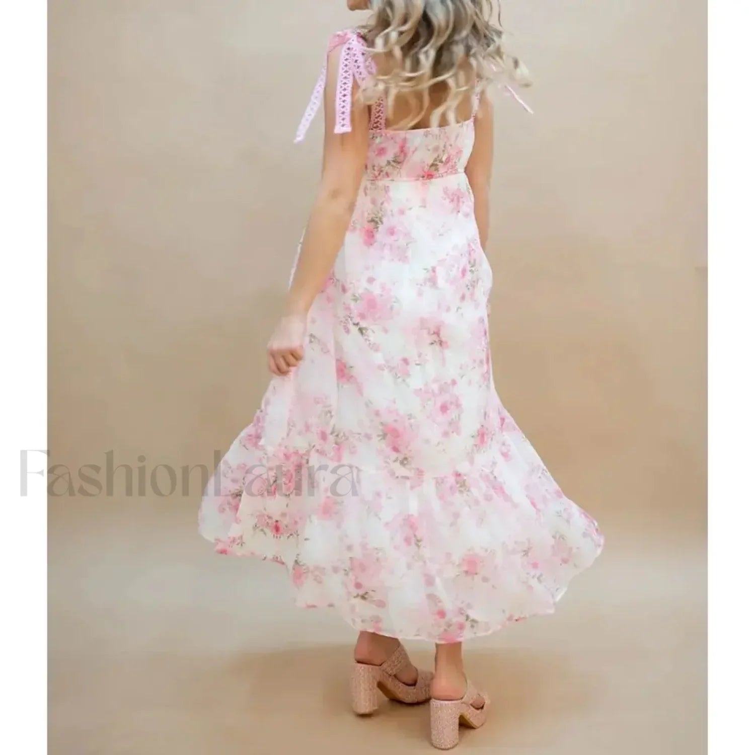 Hollow-Out Square-Neck Midi Dress